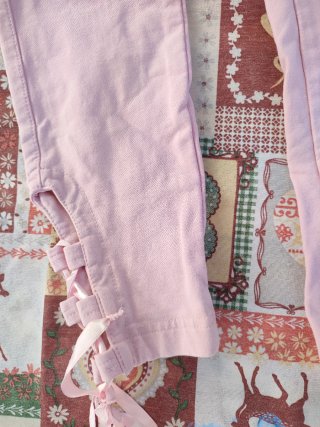 Pantalón Pirata Rosa Elástico con Lazos
