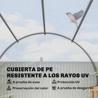 Invernadero Túnel 3,5x2x2m 6 Ventanas Anti-UV