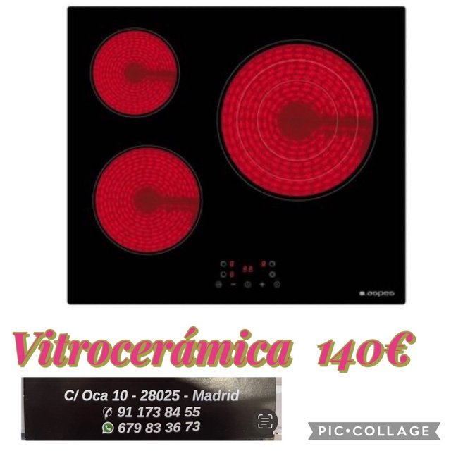 Vitrocerámica Aspes 3 fuegos