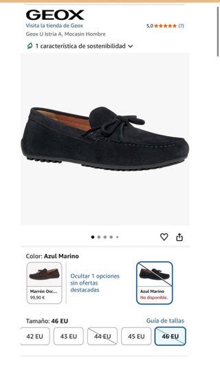 Geox U Istria A Mocasines Hombre Azul Talla 46