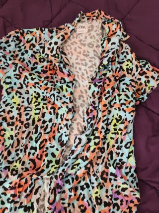 Camisa Zara Estampado Leopardo Multicolor