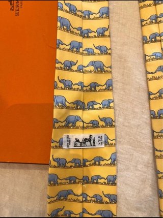 Corbata Hermes Amarilla Elefantes Caja Original