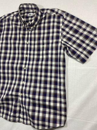 Camisa Lacoste Cuadros Azul y Blanca Talla L
