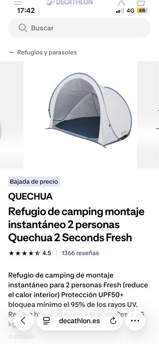 Tienda campaña Decathlon 2 segundos
