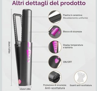 Piastra Capelli Senza Fili 2-in-1 a batteria