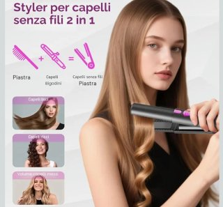 Piastra Capelli Senza Fili 2-in-1 a batteria