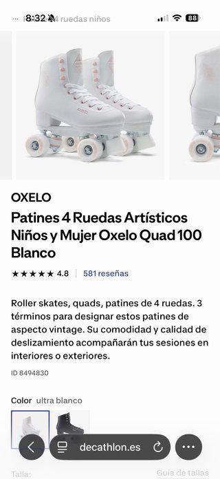 Patines Oxelo 4 Ruedas Talla 39