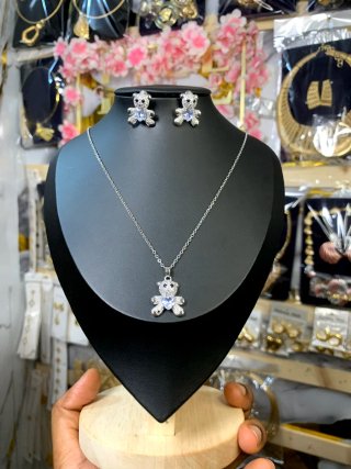 Set Collana e Orecchini Orsetto Argento Placcato