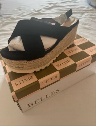Sandalias cuña esparto BELLES negras