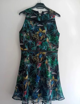 Vestido fiesta/cóctel Morgan negro estampado