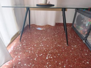 Mesa de comedor cristal y madera