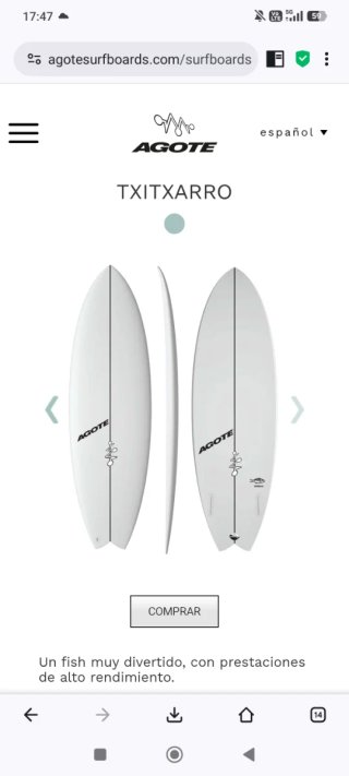 Tabla surf Agote Shapes 5'9 txitxarro 2+1