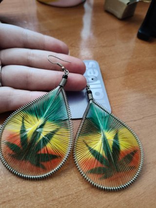 Pendientes de Hilo bandera rasta