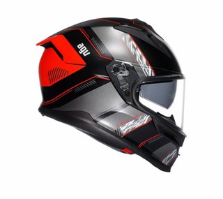 Casco AGV K7 Negro Rojo + Intercomunicador Insyde