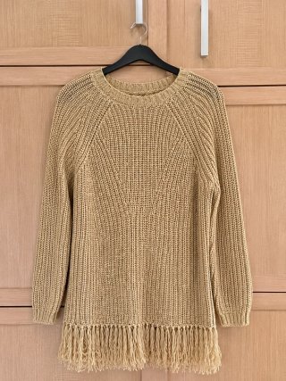 Jersey mujer beige flecos