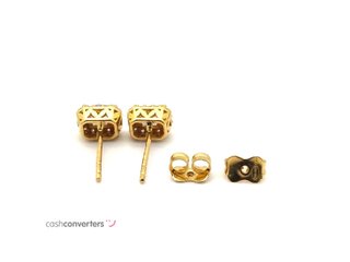 pendientes oro 18k con piedra con circonita,cuarzo