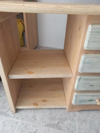 Cómoda 4 cajones y 2 baldas madera