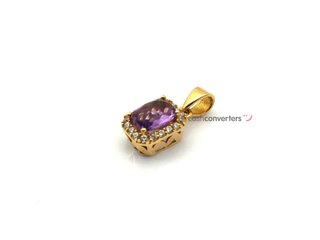 colgante oro 18k con piedra con circonita,cuarzo