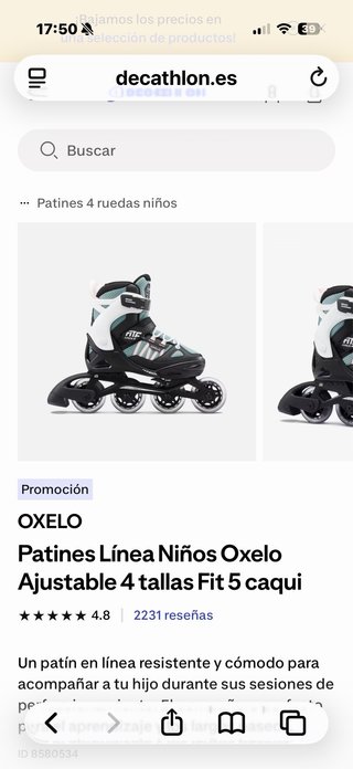 Patines Oxelo Niños Ajustables 4 Tallas. 38/41