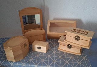 Lote de 6 Cajas de Madera virgen