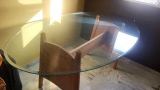 Mesa de comedor cristal y madera