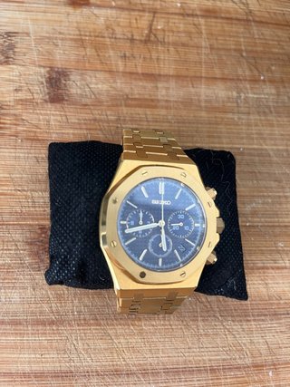 Reloj Seiko Cronógrafo Estilo Royal Oak Dorado
