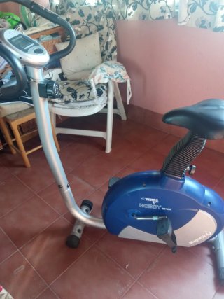 Bicicleta Estática Azul y Gris