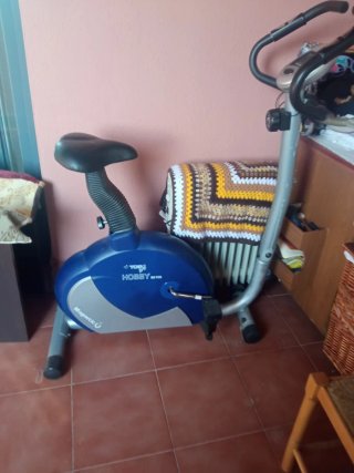 Bicicleta Estática Azul y Gris