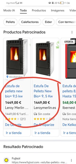 CHOLLO! Estufa de pellet Ecoforest Bio +, 9'5 kw.