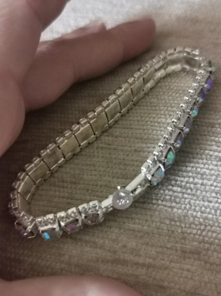 Pulsera Plata Laminada Brillantes Iridiscentes