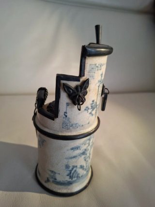 Tubo Chino Aceite/Agua Cerámica Azul