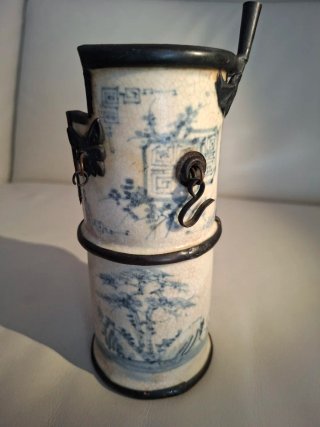 Tubo Chino Aceite/Agua Cerámica Azul