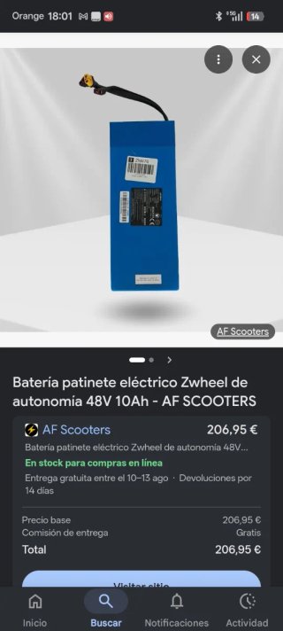 Batería patinete eléctrico 48V 10Ah