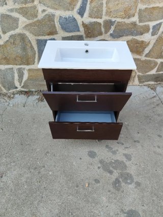 Mueble lavabo pequeño madera y metal