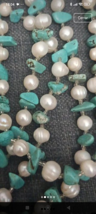 Collar vintage perlas de río naturales y howlita t