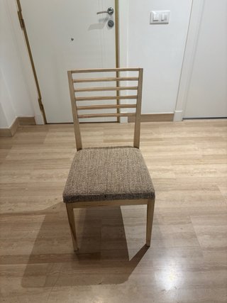 6 Sillas Comedor Madera Tapizado Beige