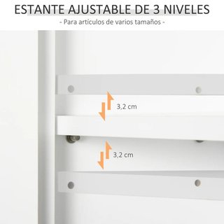 Armadio a Parete per Bagno con 2 Ante e Ripiano Bianco
