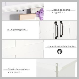Armadio a Parete per Bagno con 2 Ante e Ripiano Bianco