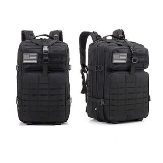Mochila Táctica 50L Negra + 2 Parches