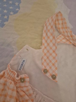 Vestido niña Juliana cuadros naranja
