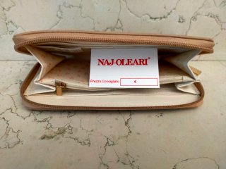 Portafoglio Naj-Oleari Beige con Dettagli Oro