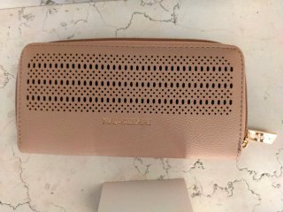 Portafoglio Naj-Oleari Beige con Dettagli Oro