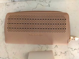 Portafoglio Naj-Oleari Beige con Dettagli Oro