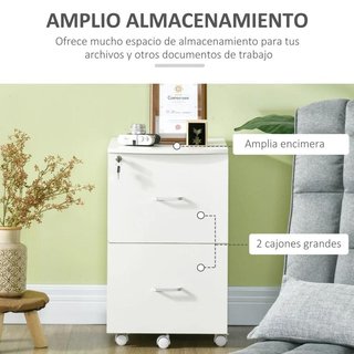 Mueble Oficina 2 Cajones con Llave Blanco 72cm