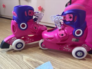 Conjunto Patines Oxelo Niña Rosa/Morado + Casco