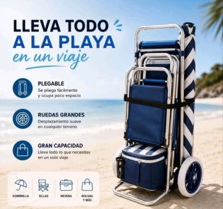 Carrito Plegable Playa con Ruedas