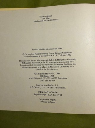 El señor bliss Primera edición 1984