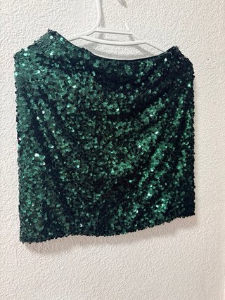 Falda verde lentejuelas mujer