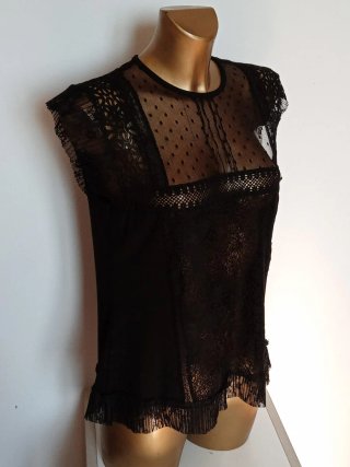 Maglia OVS nera con trasparenze taglia L