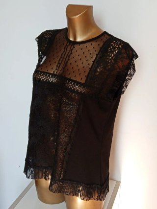 Maglia OVS nera con trasparenze taglia L
